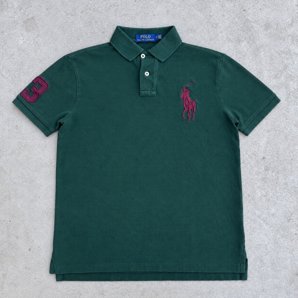Polo Ralph Lauren Big Pony Polo Shirt Medium Green Burgundy Chief Keef